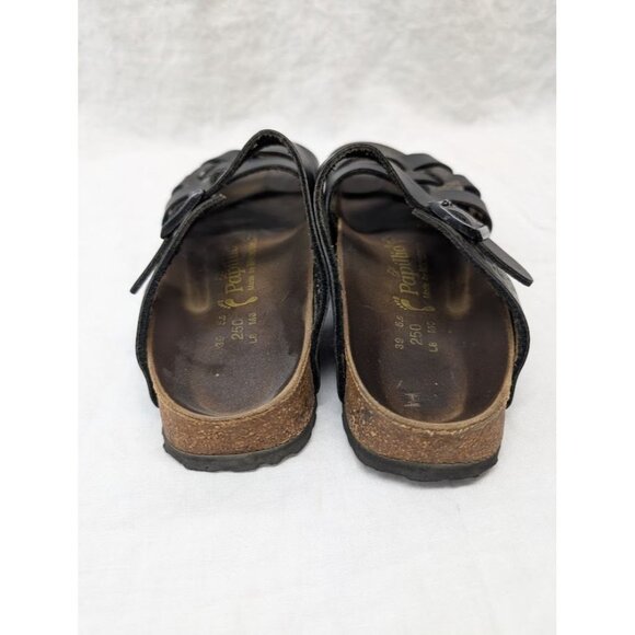 Papillio by Birkenstock size 39 slip on sandals unique straps black and gold SH1 - Picture 4 of 10